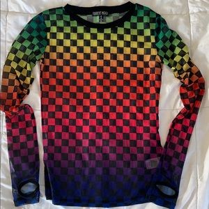 Rainbow checkered mesh top